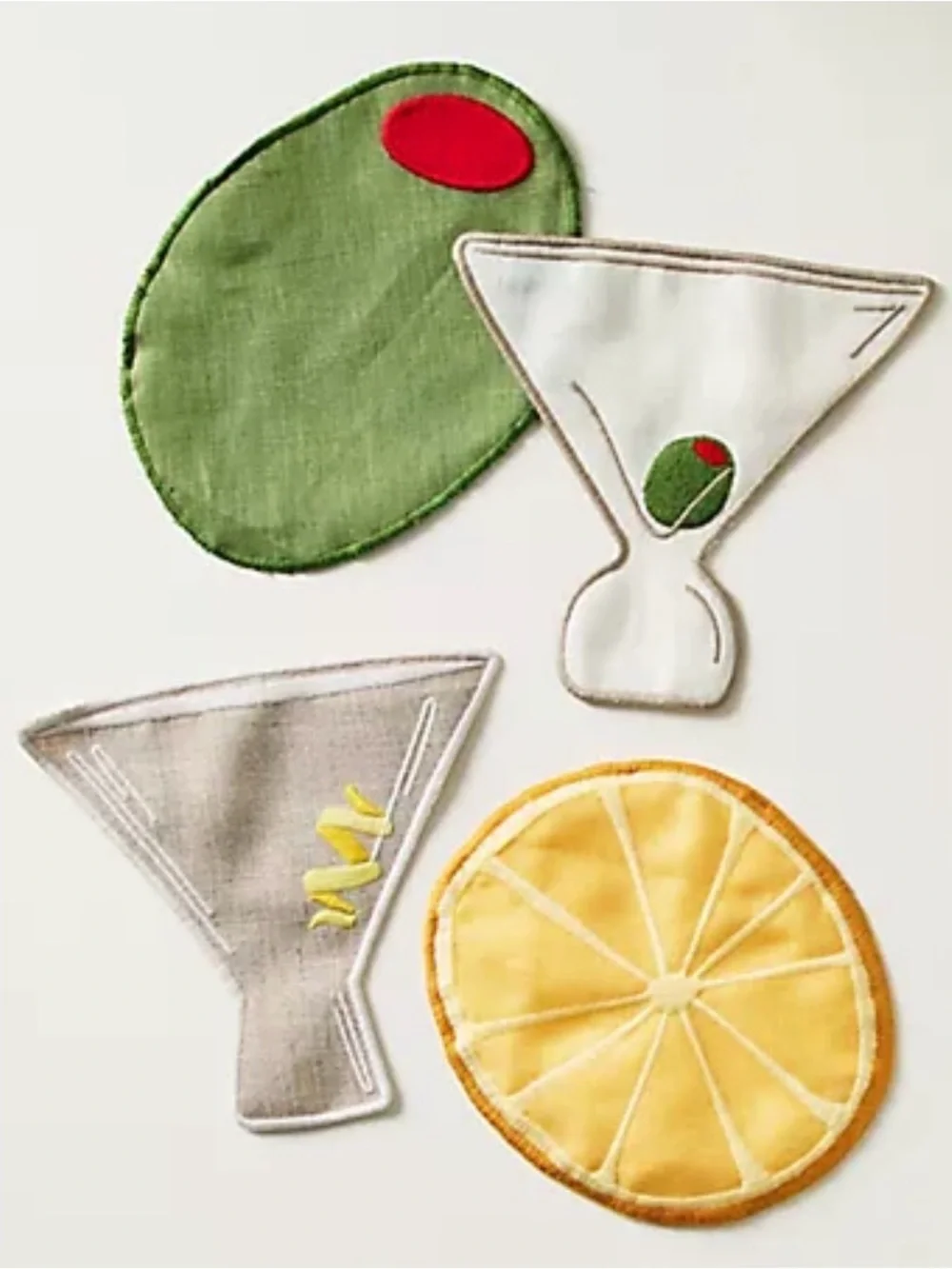 Anthropologie Home Piecework linen martini napkins set of 4
